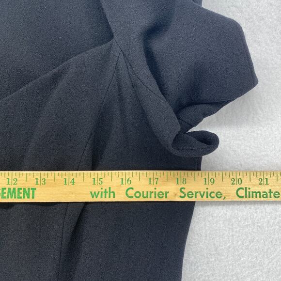 RENA LANGE BERGDORF GOODMAN Dress M Crepe Shift Knee Length Short Sleeve Black - Picture 9 of 12